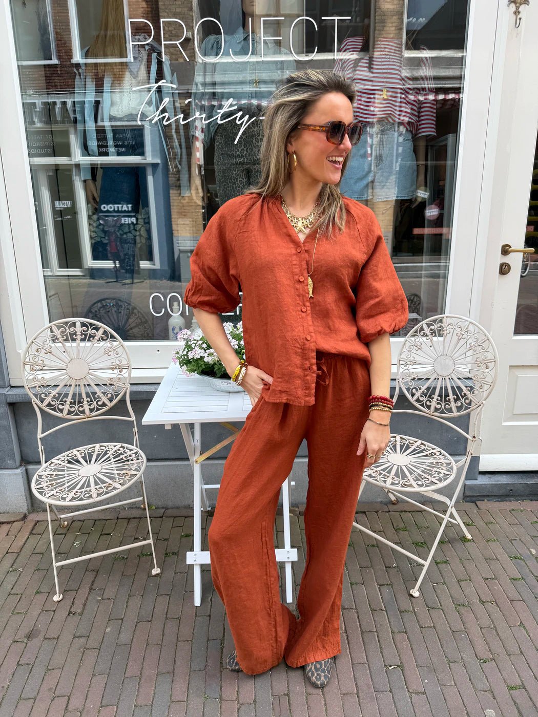 Lore linnen blouse roest - Project 35