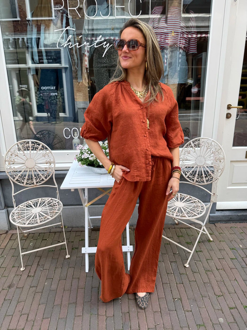 Lore linnen blouse roest - Project 35