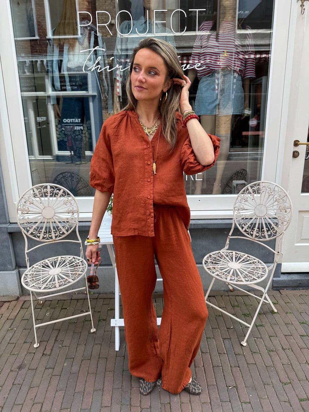 Lore linnen blouse roest - Project 35