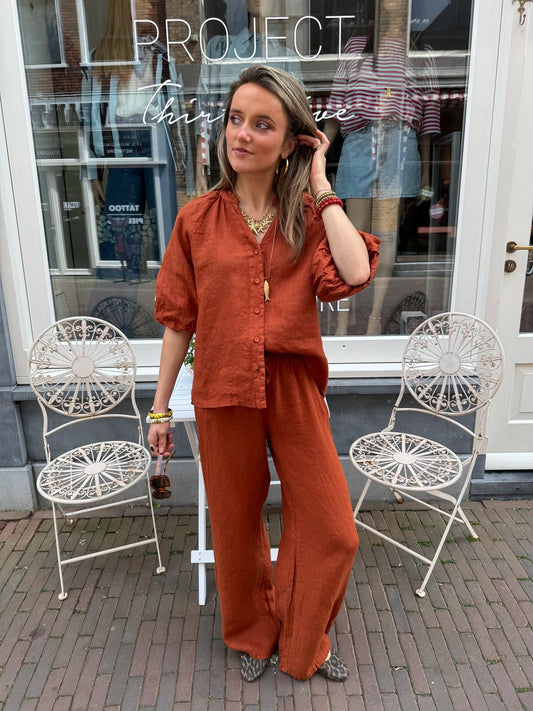 Lore linnen blouse roest - Project 35