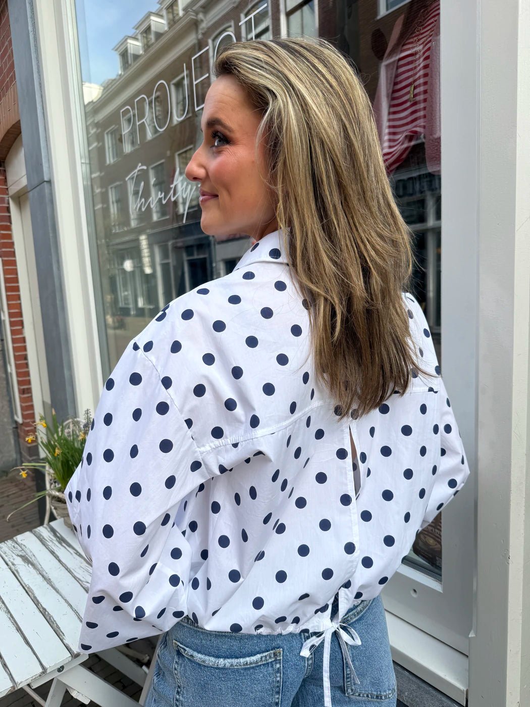 Lot polkadot blouse wit/blauw - Project 35