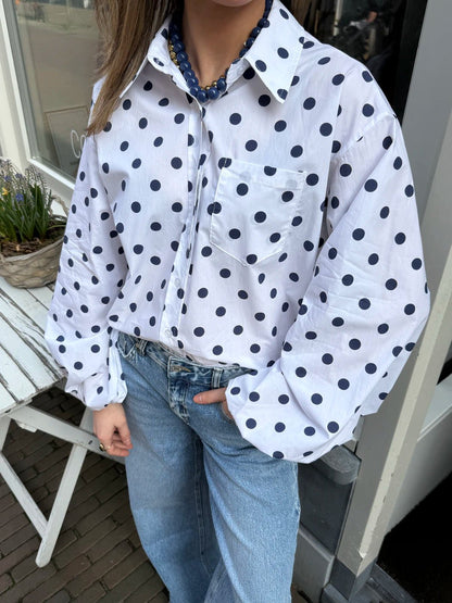 Lot polkadot blouse wit/blauw - Project 35