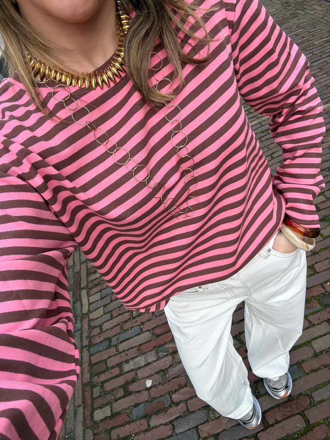 Lotti longsleeve brown/pink striped - Project 35