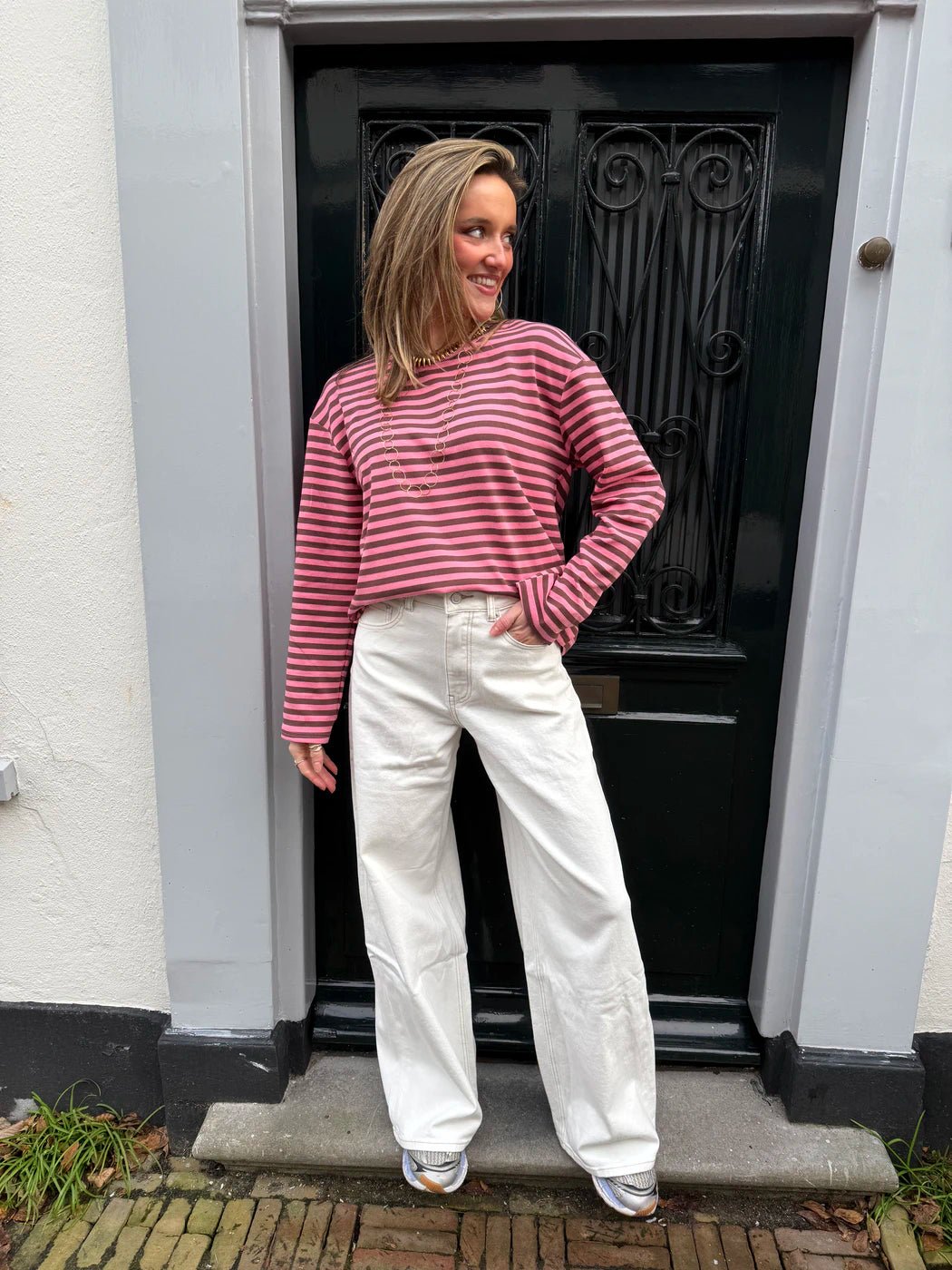 Lotti longsleeve brown/pink striped - Project 35