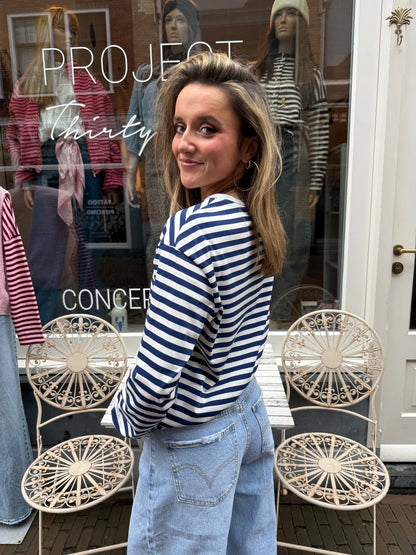 Lotti longsleeve navy/white striped - Project 35