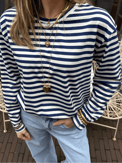 Lotti longsleeve navy/white striped - Project 35