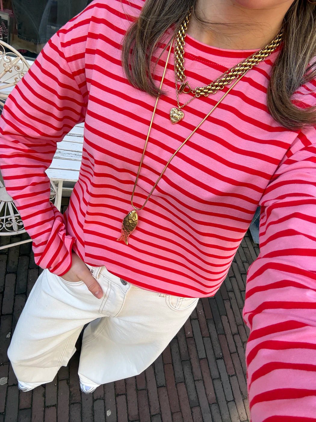 Lotti longsleeve pink/red striped - Project 35