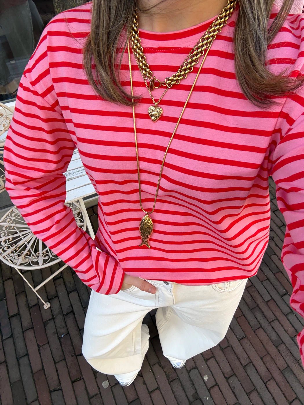 Lotti longsleeve pink/red striped - Project 35