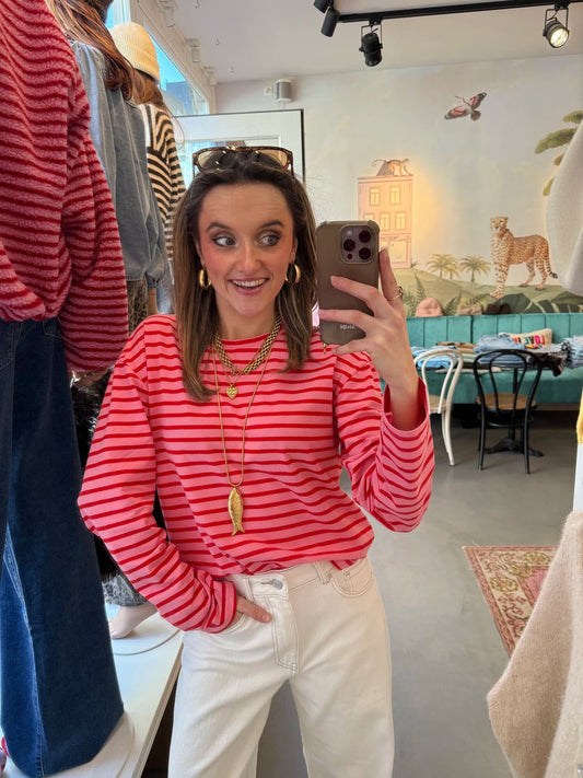 Lotti longsleeve pink/red striped - Project 35
