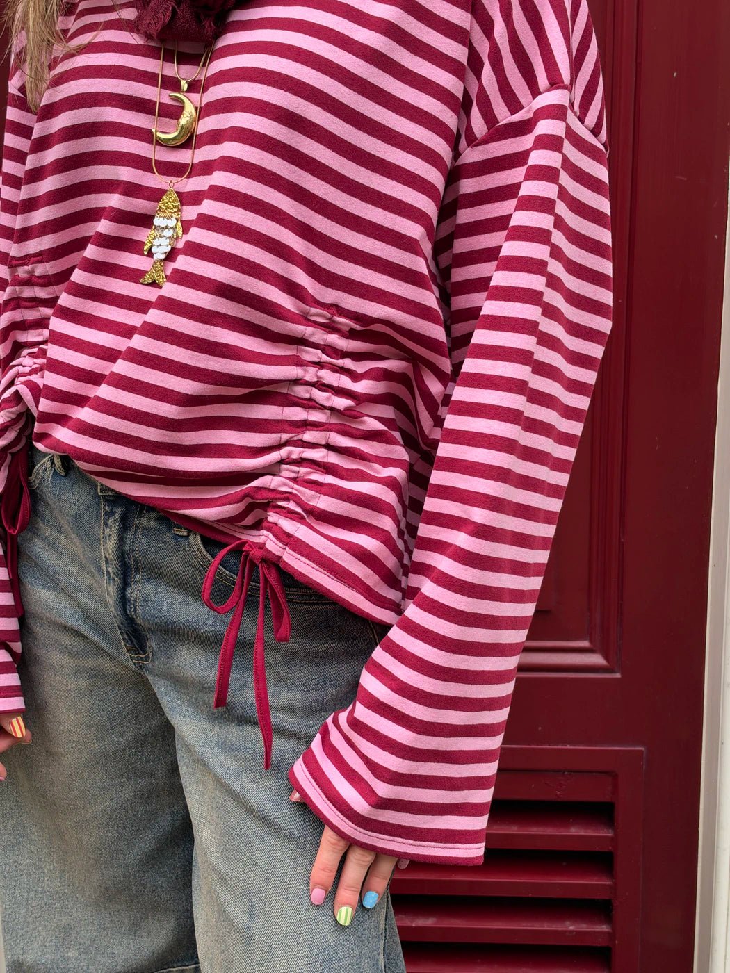 Loua gestreepte longsleeve roze/bordeaux - Project 35