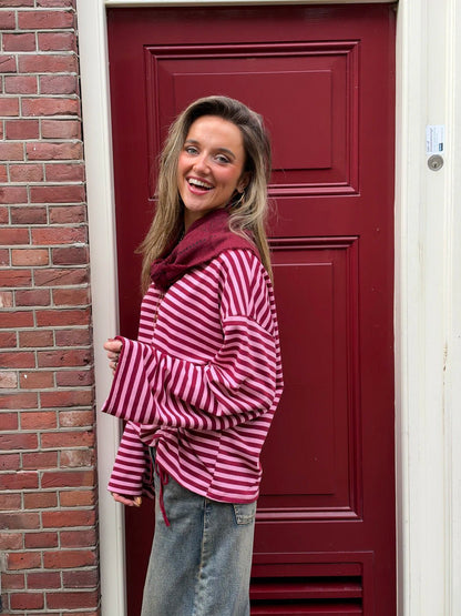 Loua gestreepte longsleeve roze/bordeaux - Project 35
