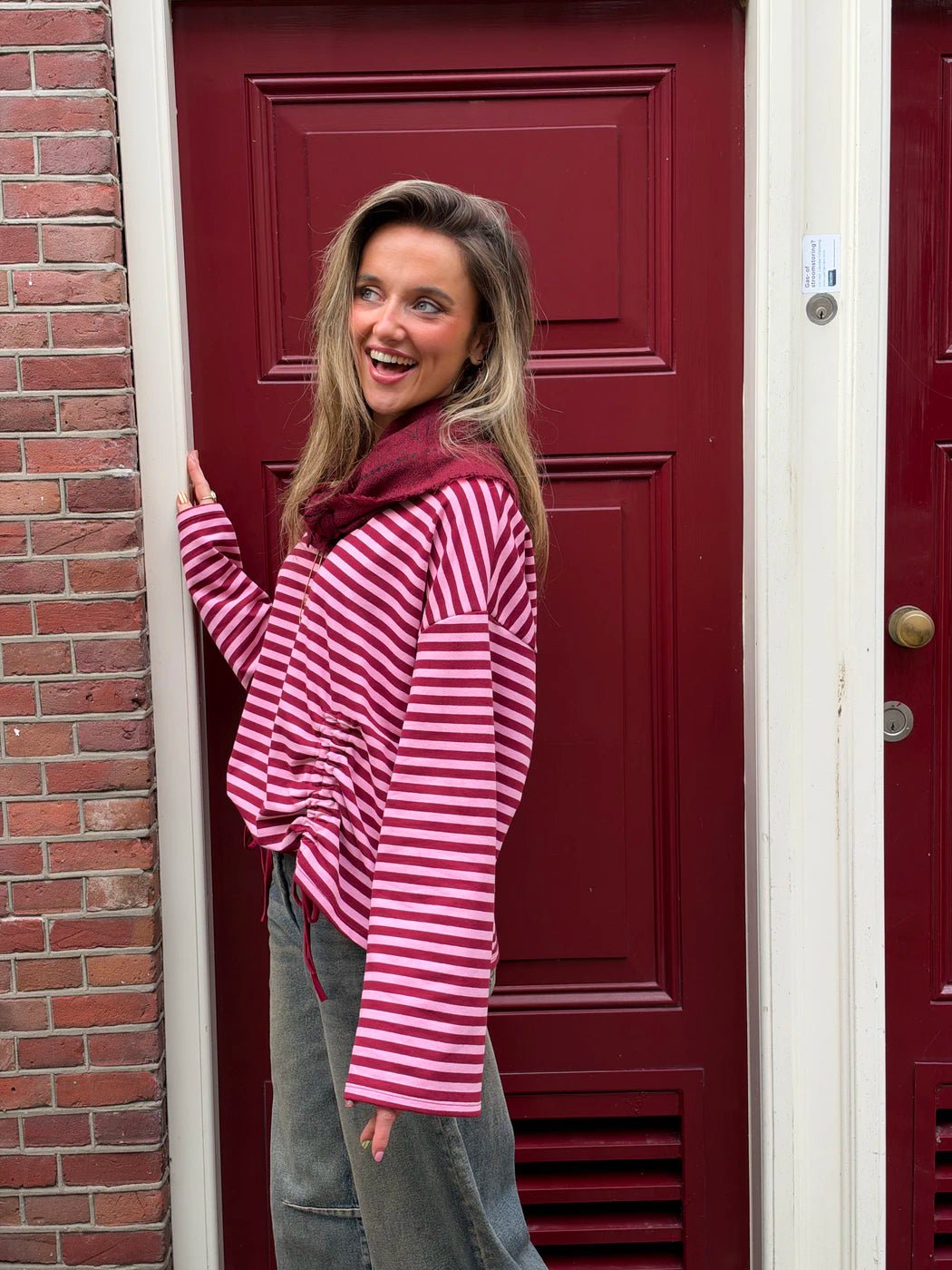 Loua gestreepte longsleeve roze/bordeaux - Project 35