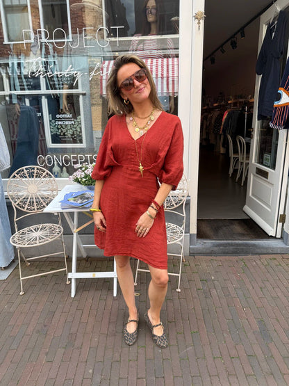 Lulu linnen dress rust - Project 35
