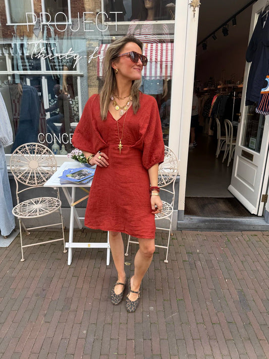 Lulu linnen dress rust - Project 35