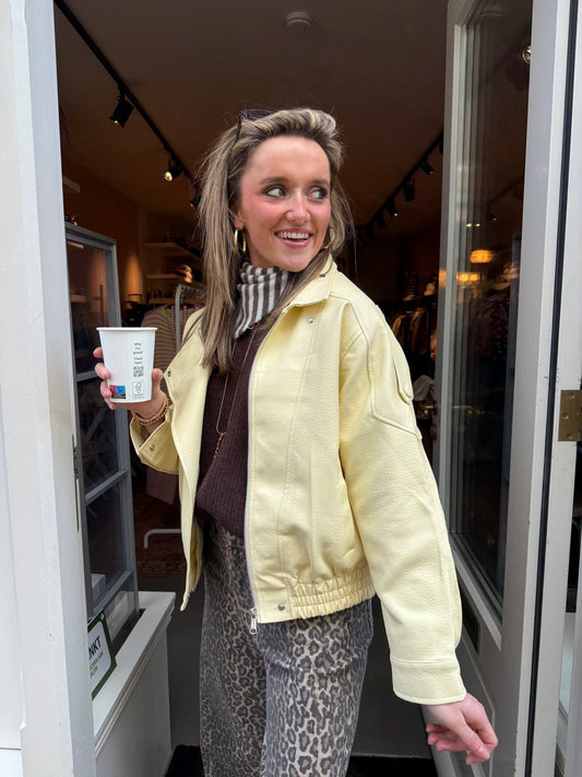 Lumi leather jacket butter yellow - Project 35