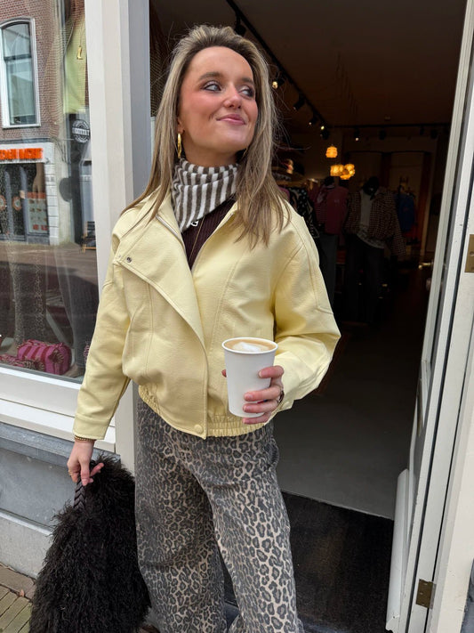 Lumi leather jacket butter yellow - Project 35
