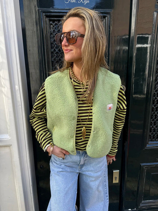 Luna teddy gilet groen met patch - Project 35