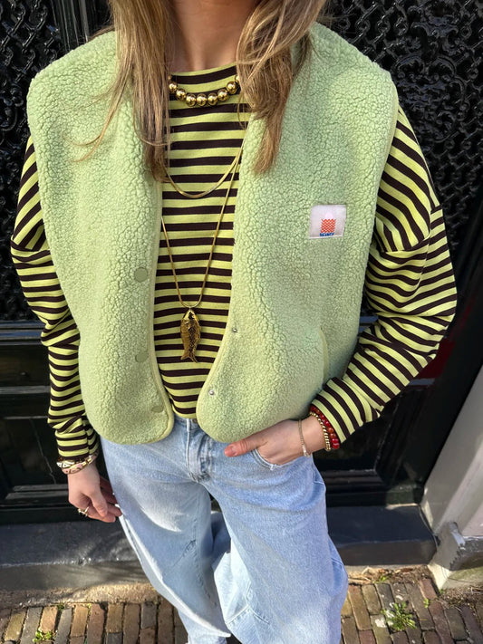 Luna teddy gilet groen met patch - Project 35