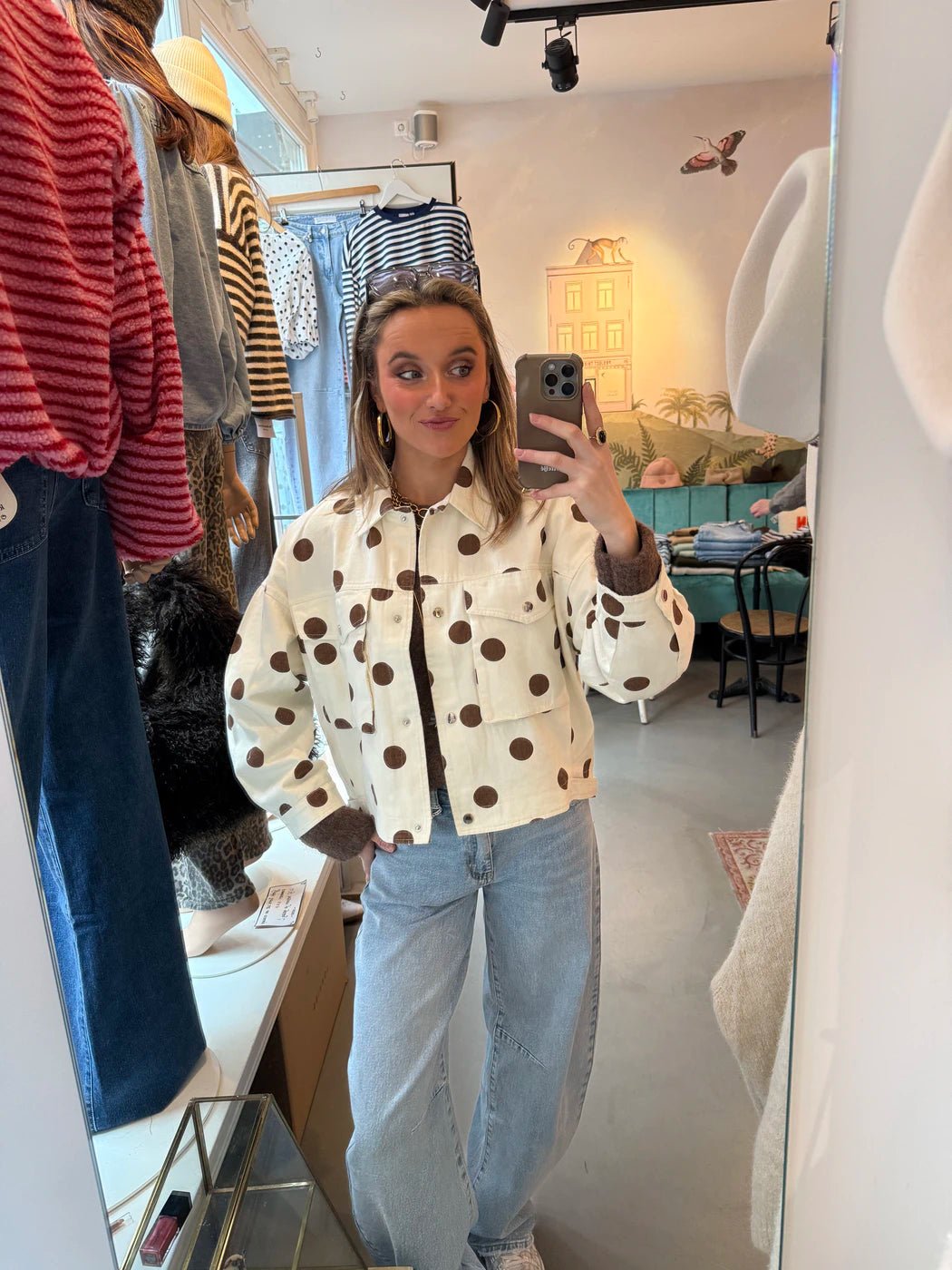 Macy polkadot jacket white/brown - Project 35