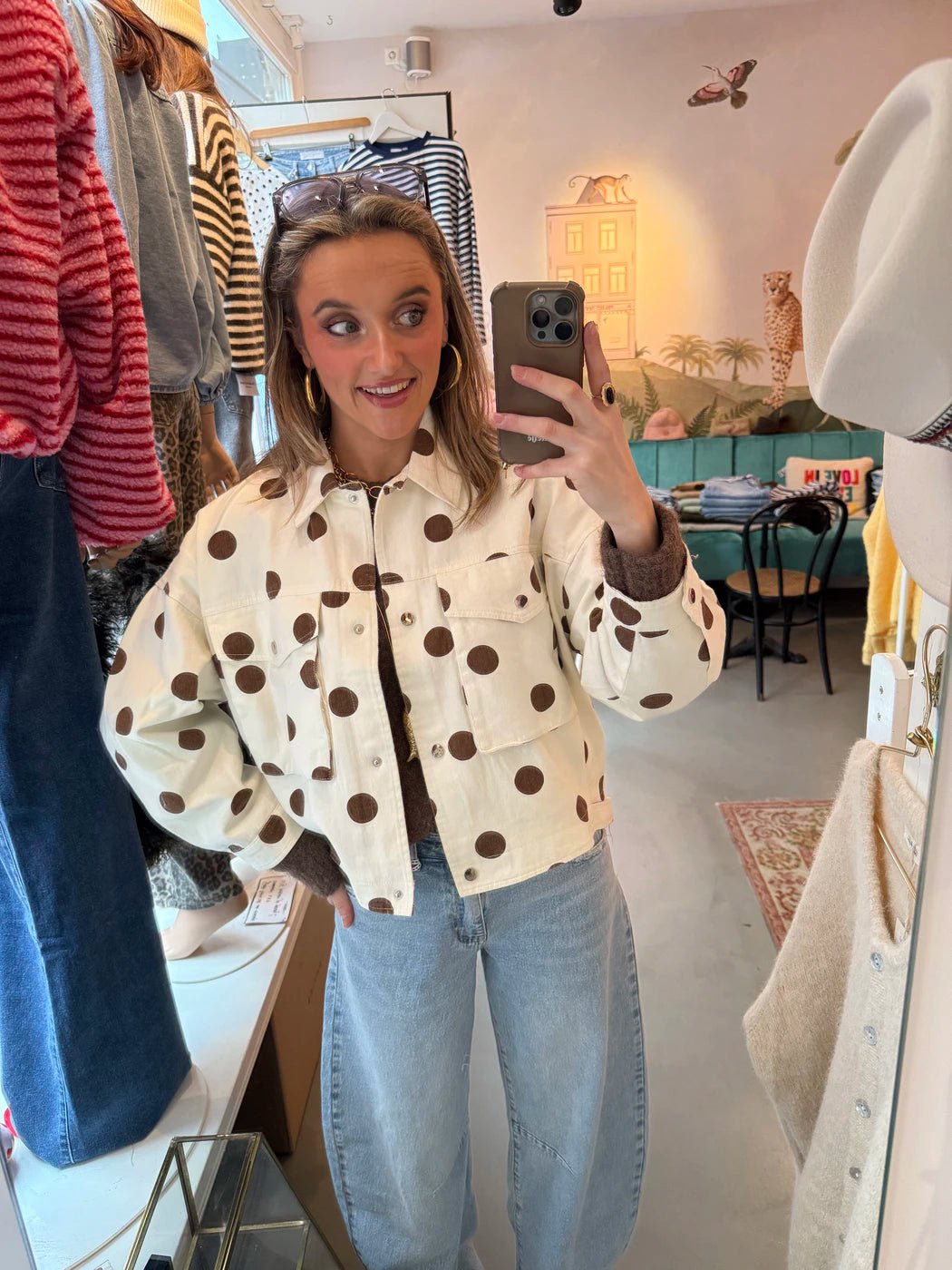 Macy polkadot jacket white/brown - Project 35