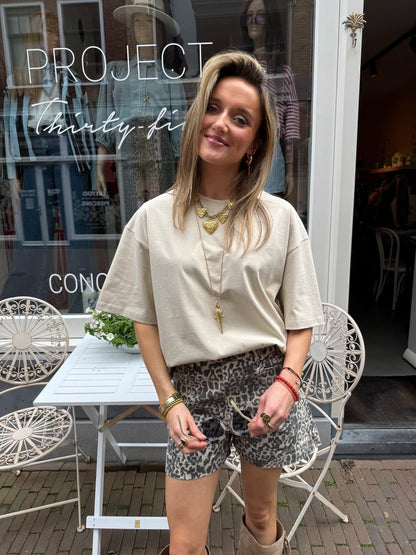 Mara katoenen t-shirt oversized beige - Project 35