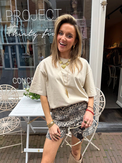 Mara katoenen t-shirt oversized beige - Project 35