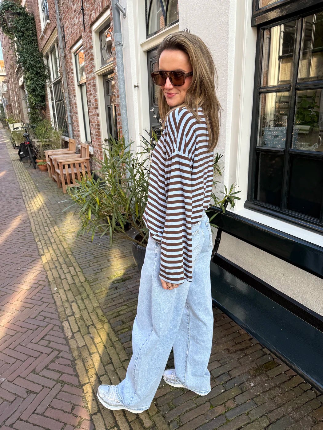 Maud longsleeve blue/brown striped - Project 35