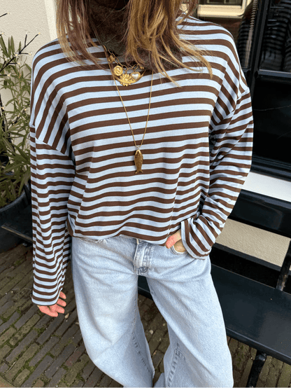 Maud longsleeve blue/brown striped - Project 35