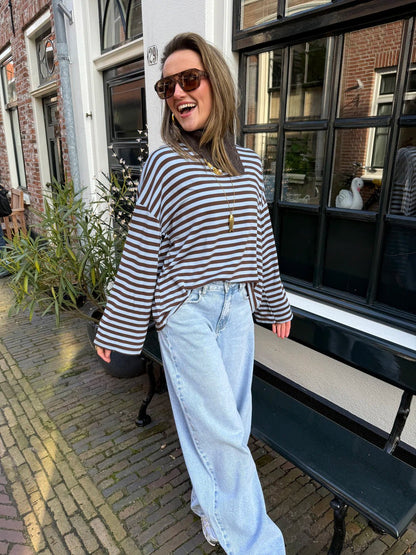 Maud longsleeve blue/brown striped - Project 35