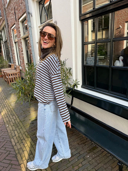 Maud longsleeve blue/brown striped - Project 35