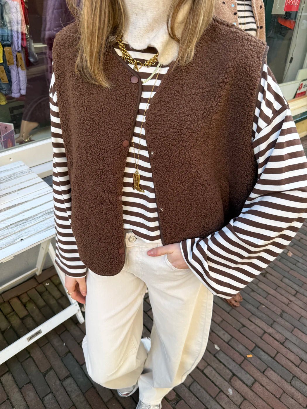 Maud longsleeve brown/white striped - Project 35