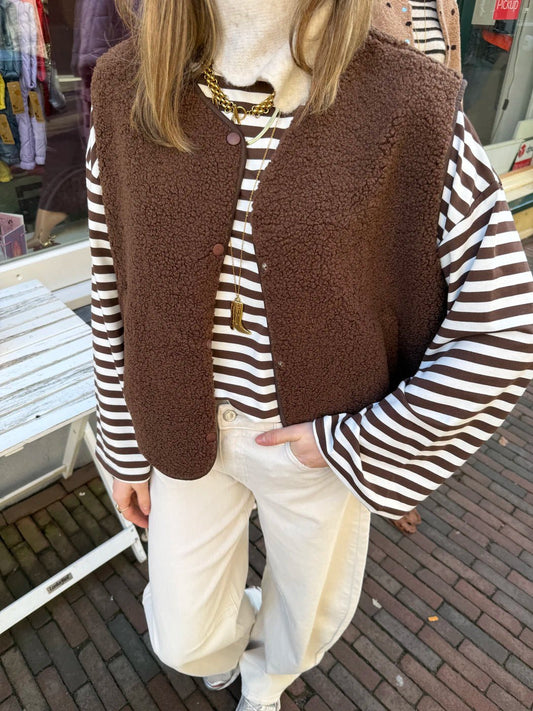 Maud longsleeve brown/white striped - Project 35