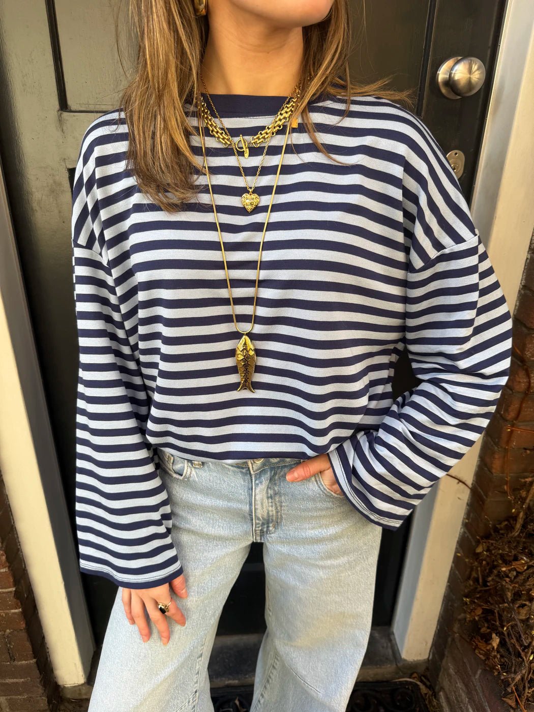 Maud longsleeve navy/blue striped - Project 35