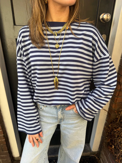 Maud longsleeve navy/blue striped - Project 35