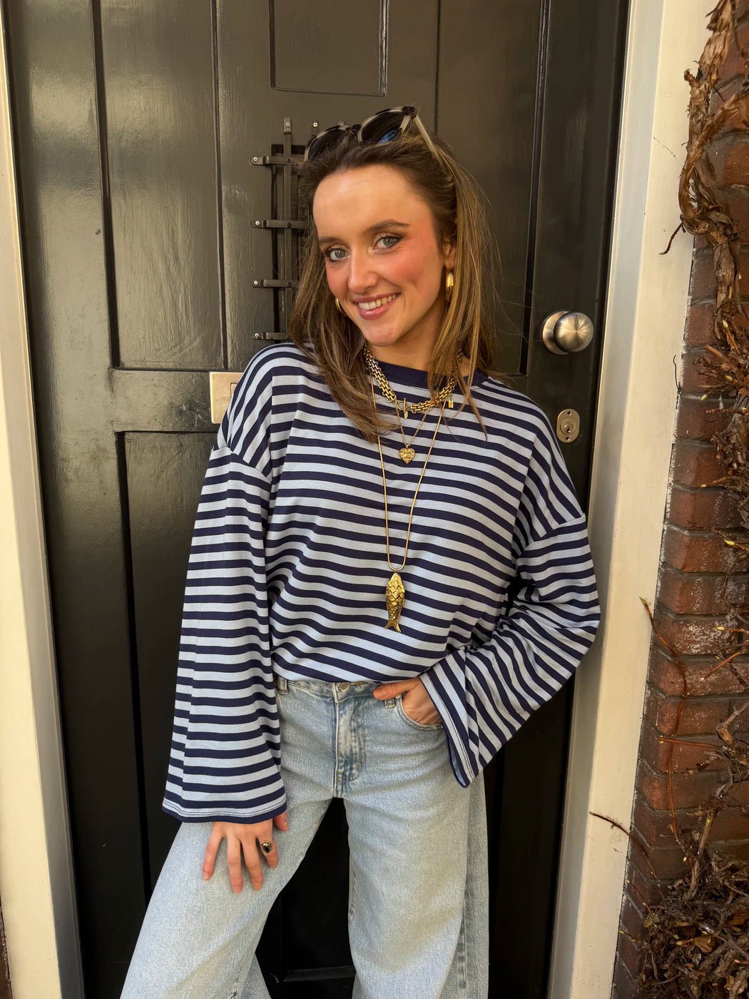 Maud longsleeve navy/blue striped - Project 35