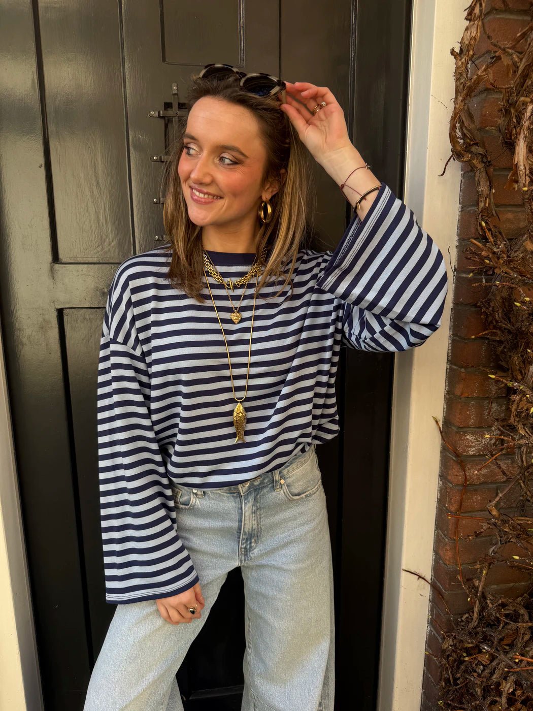 Maud longsleeve navy/blue striped - Project 35