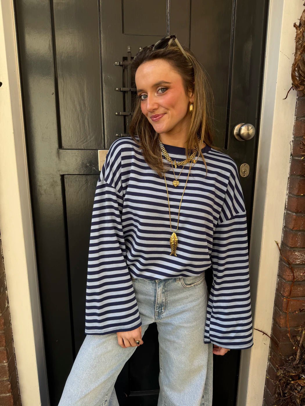 Maud longsleeve navy/blue striped - Project 35