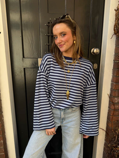 Maud longsleeve navy/blue striped - Project 35