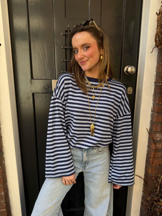 Maud longsleeve navy/blue striped - Project 35