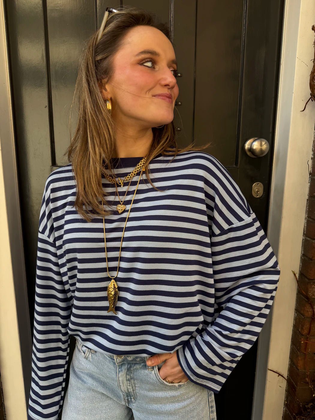 Maud longsleeve navy/blue striped - Project 35