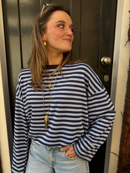 Maud longsleeve navy/blue striped - Project 35