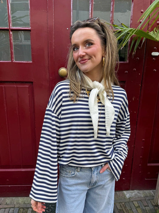 Maud longsleeve navy/white striped - Project 35