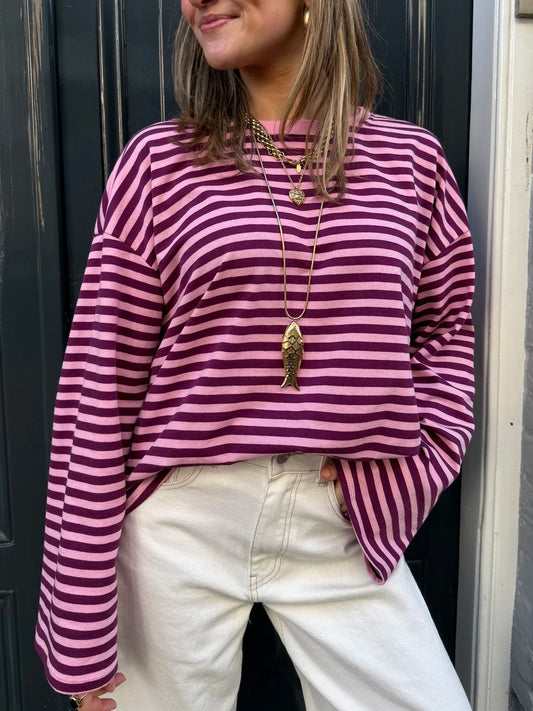 Maud longsleeve purple/pink striped - Project 35