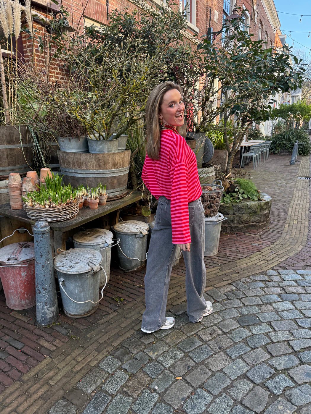 Maud longsleeve red/pink striped - Project 35