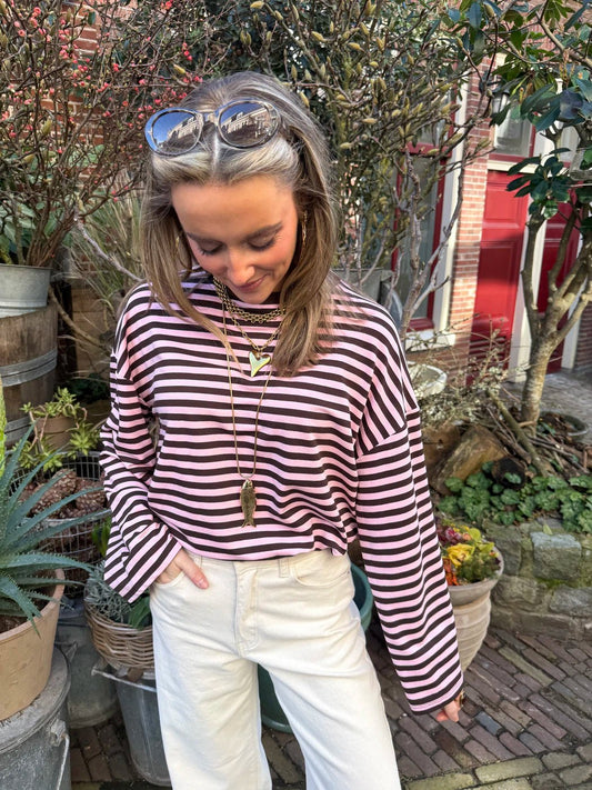 Maud longsleeve roze/bruin - Project 35