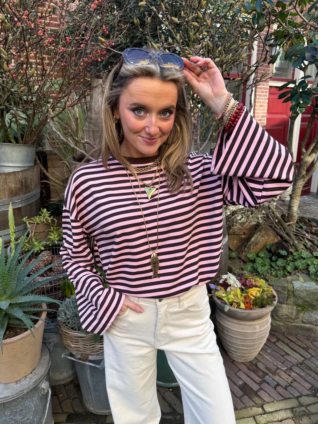 Maud longsleeve roze/bruin - Project 35