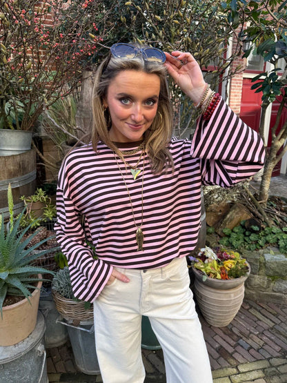 Maud longsleeve roze/bruin - Project 35