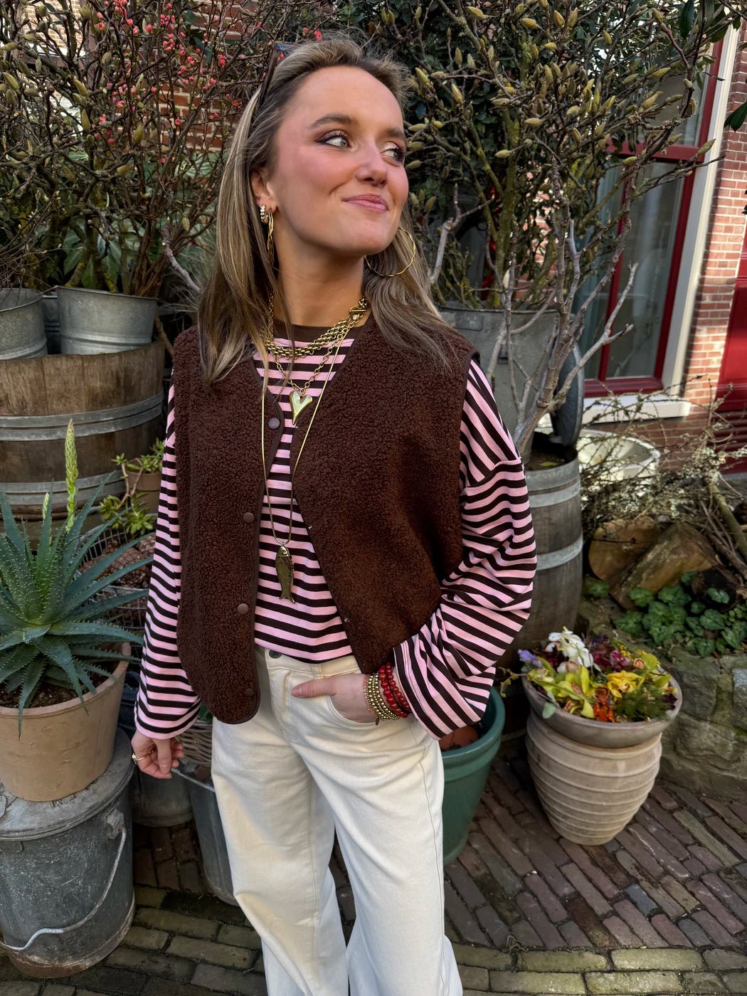 Maud longsleeve roze/bruin - Project 35