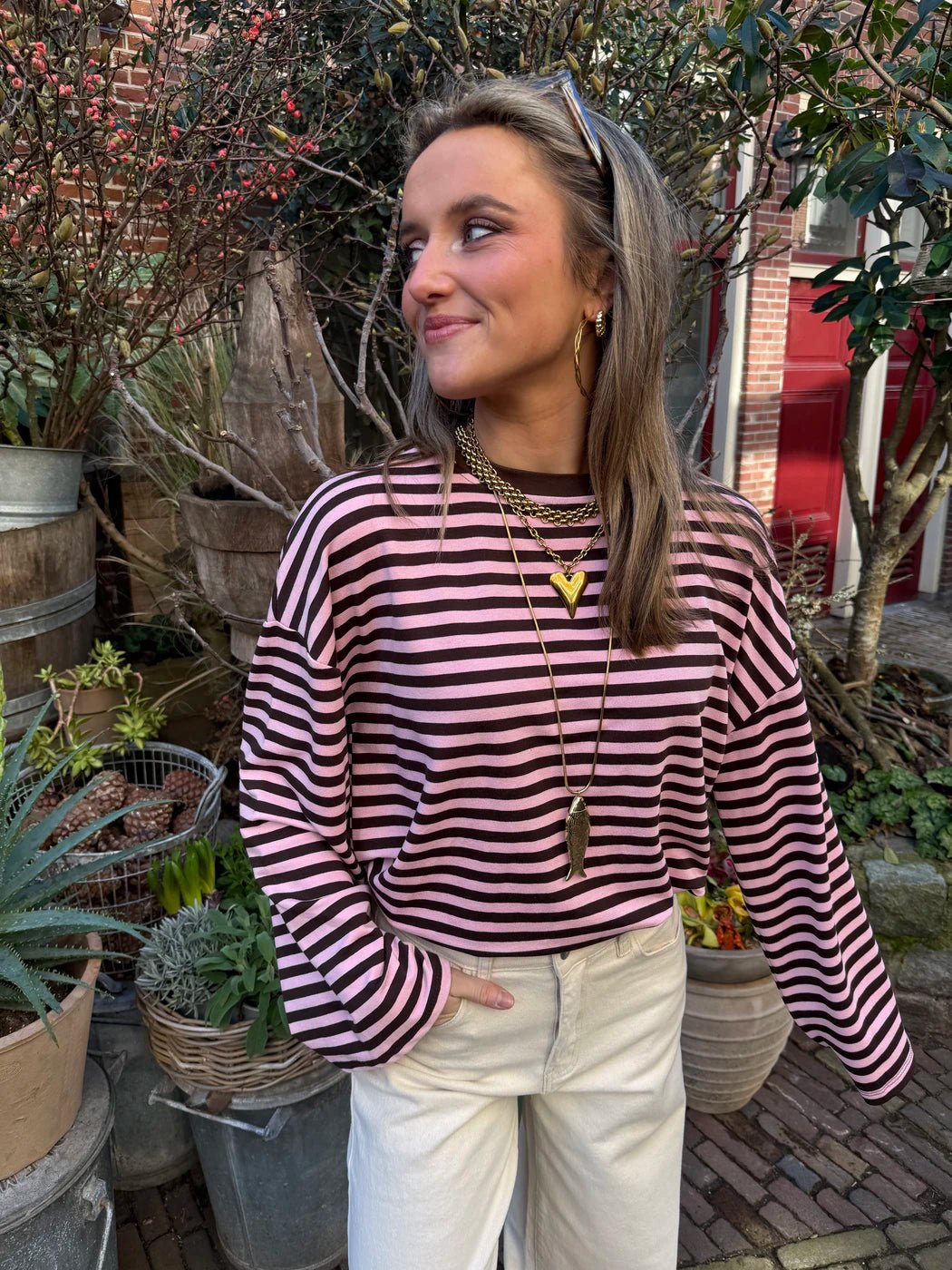 Maud longsleeve roze/bruin - Project 35