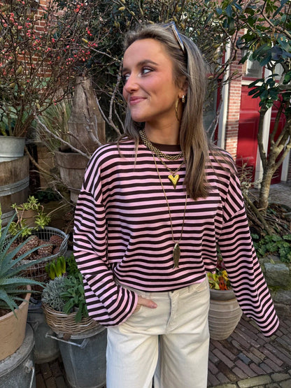 Maud longsleeve roze/bruin - Project 35